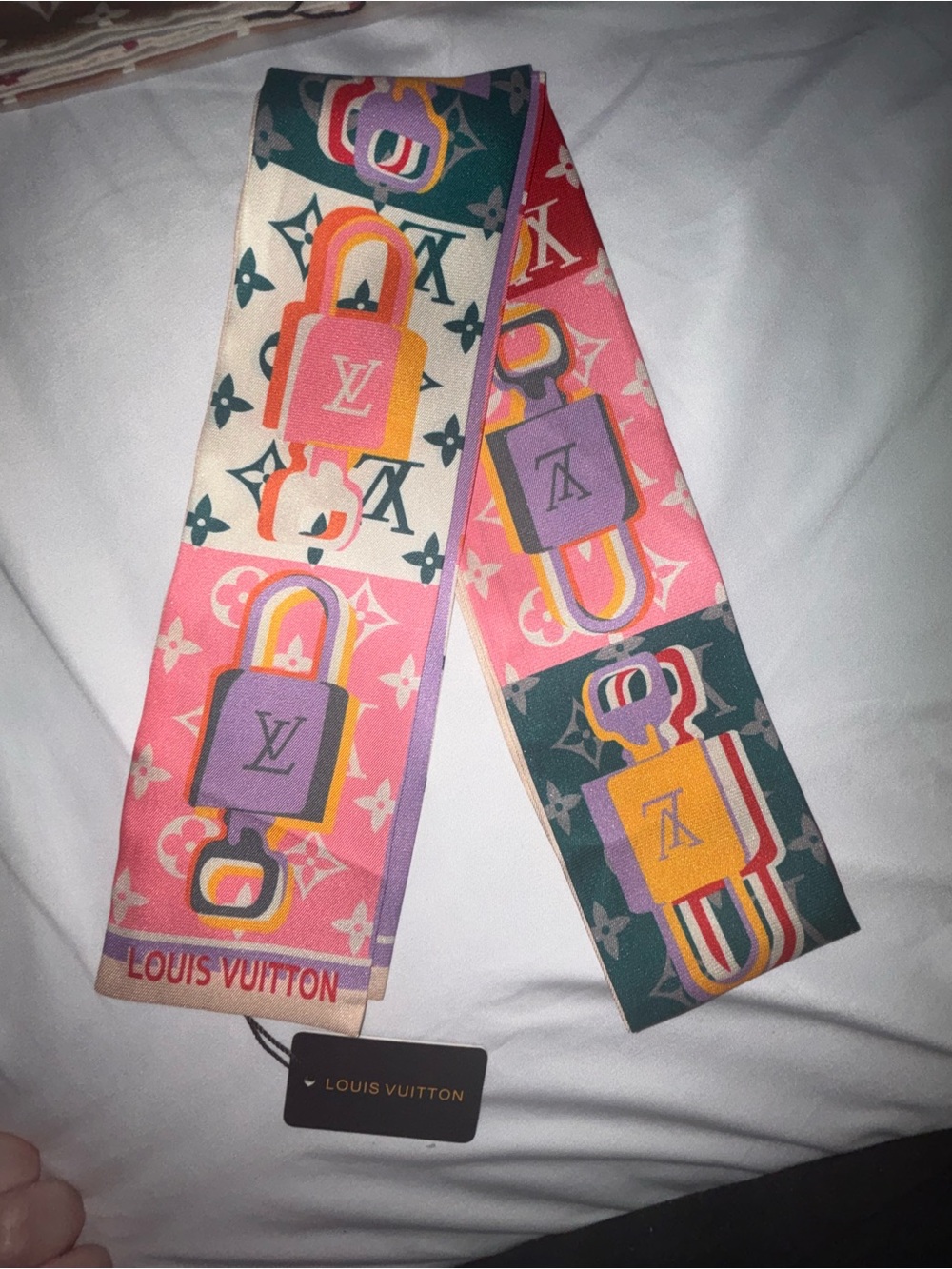 Multicolor Pink & Purple Monogram Twilly Scarf